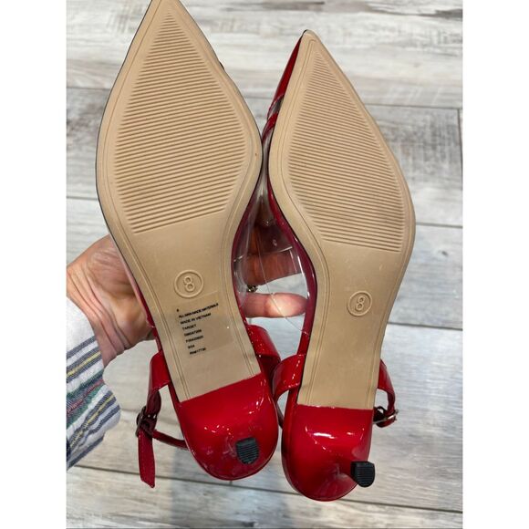 A New Day Eleanor Heart Slingback Kitten Red Heels Size 8 - Picture 10 of 11